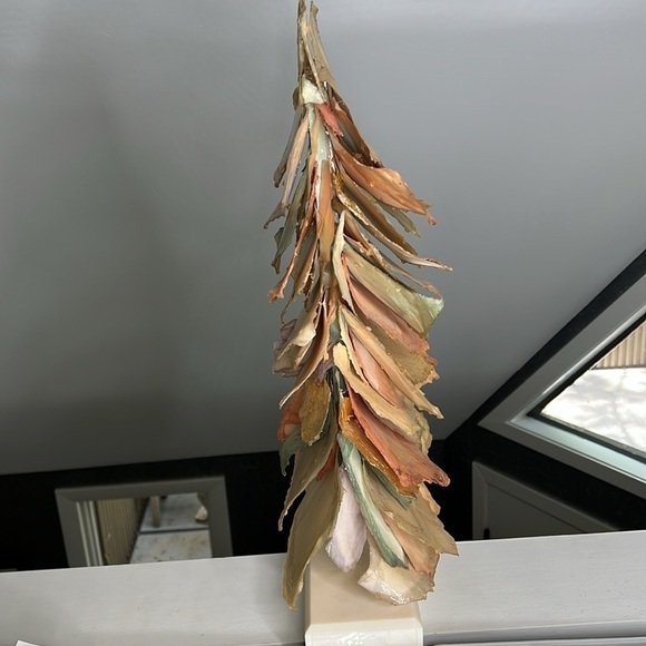 Daphne Lacquered Plaster Sculpture Peach Beige Greens on a Base 23” Tall - Picture 6 of 8